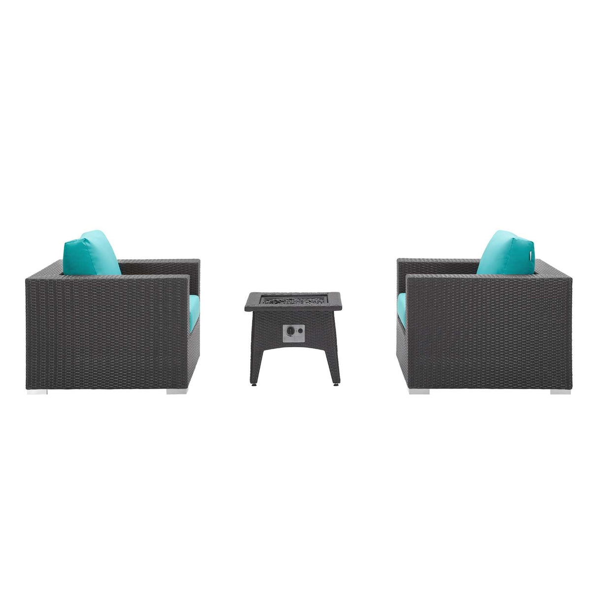 3-Piece Espresso Wicker Outdoor Patio Set with Fire Pit, All-Weather Wicker