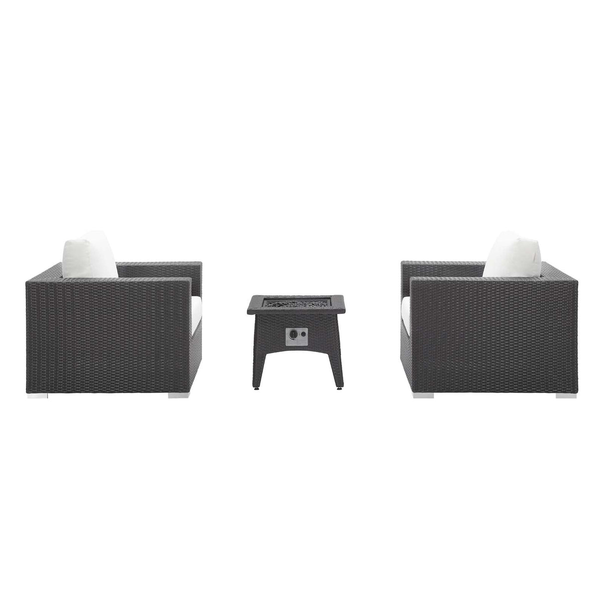 3-Piece Espresso Wicker Outdoor Patio Set with Fire Pit, All-Weather Wicker