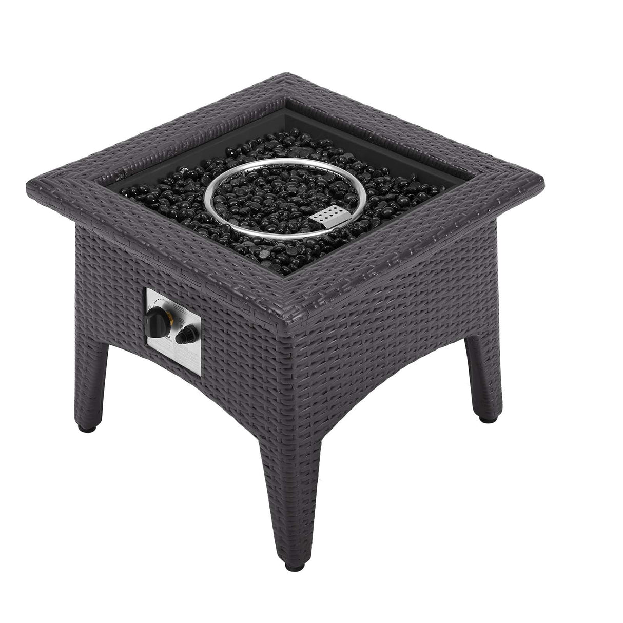 3-Piece Espresso Wicker Outdoor Patio Set with Fire Pit, All-Weather Wicker