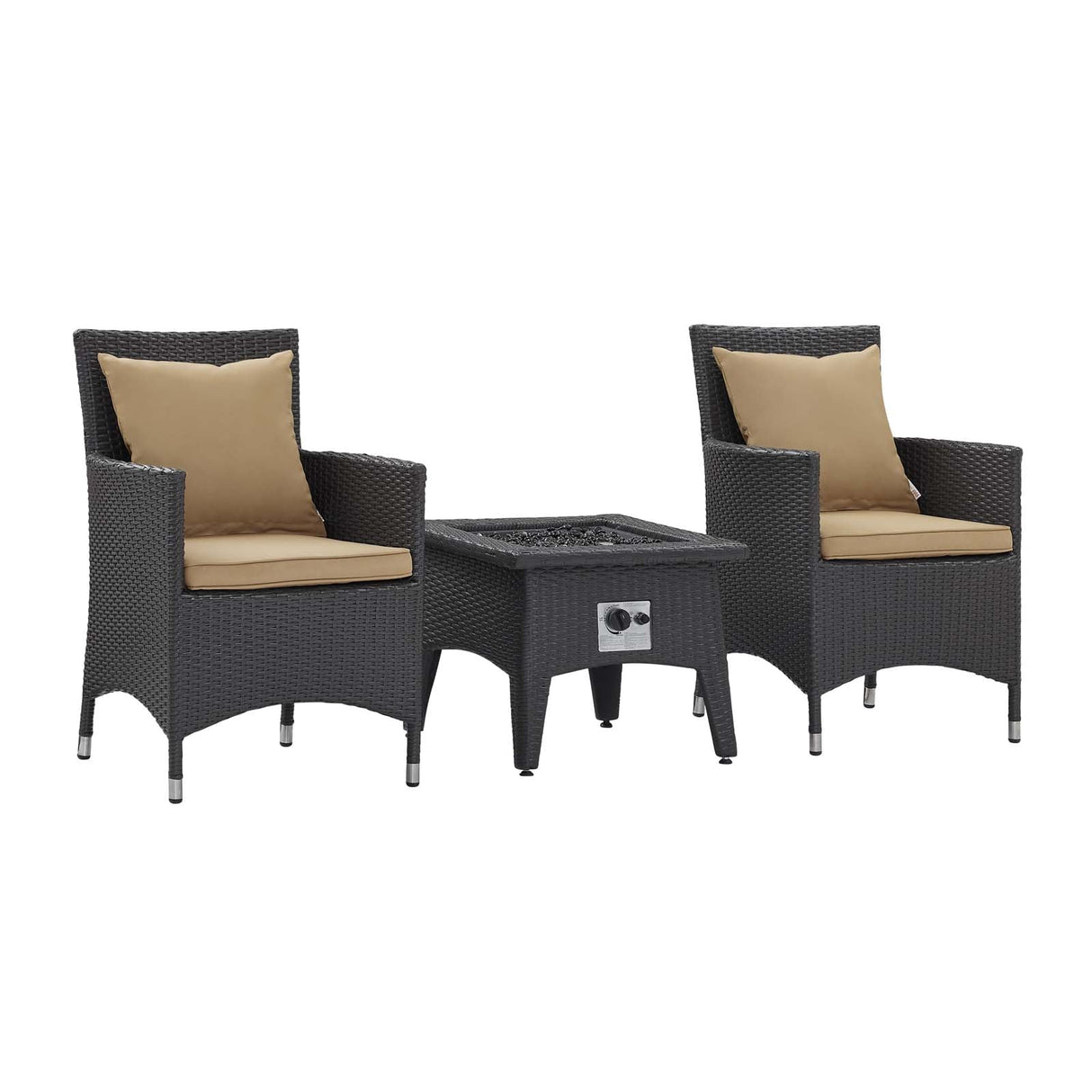 3-Piece Wicker Outdoor Patio Set with Fire Pit for Patio, Deck & Backyard Seating Group