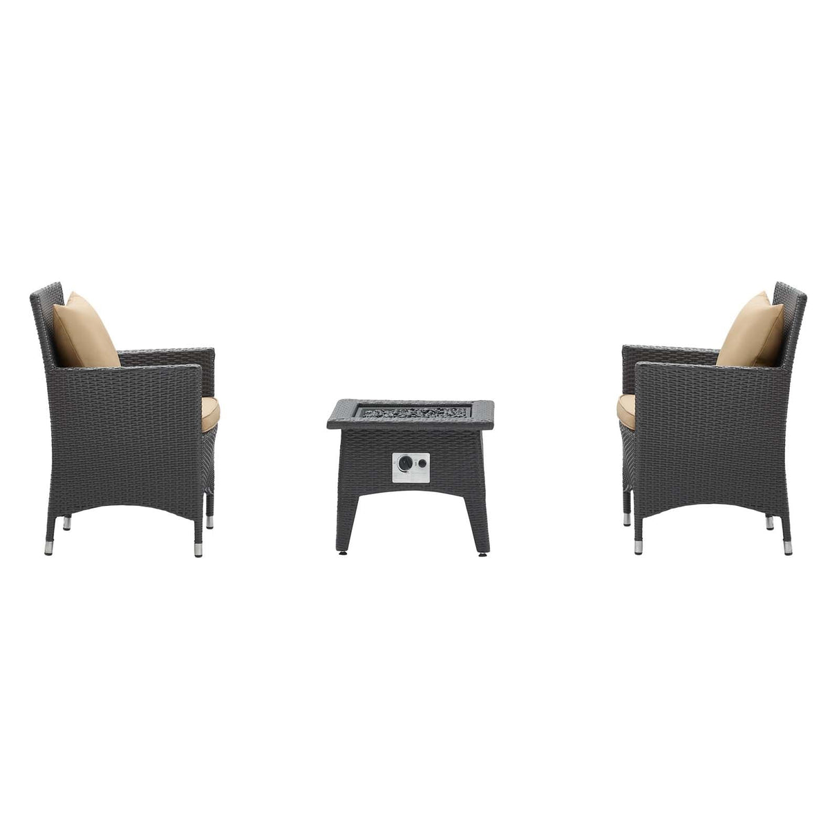3-Piece Wicker Outdoor Patio Set with Fire Pit for Patio, Deck & Backyard Seating Group