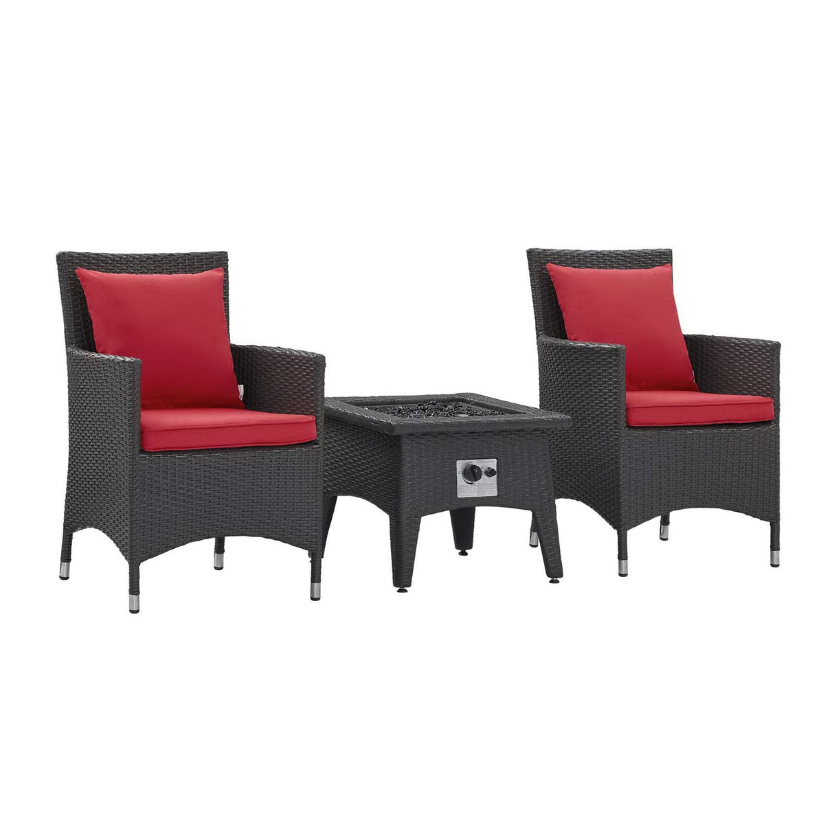 3-Piece Wicker Outdoor Patio Set with Fire Pit for Patio, Deck & Backyard Seating Group