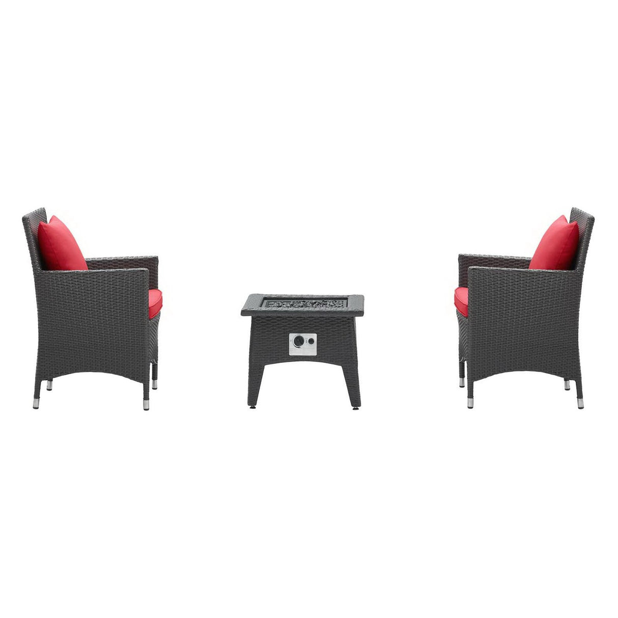 3-Piece Wicker Outdoor Patio Set with Fire Pit for Patio, Deck & Backyard Seating Group