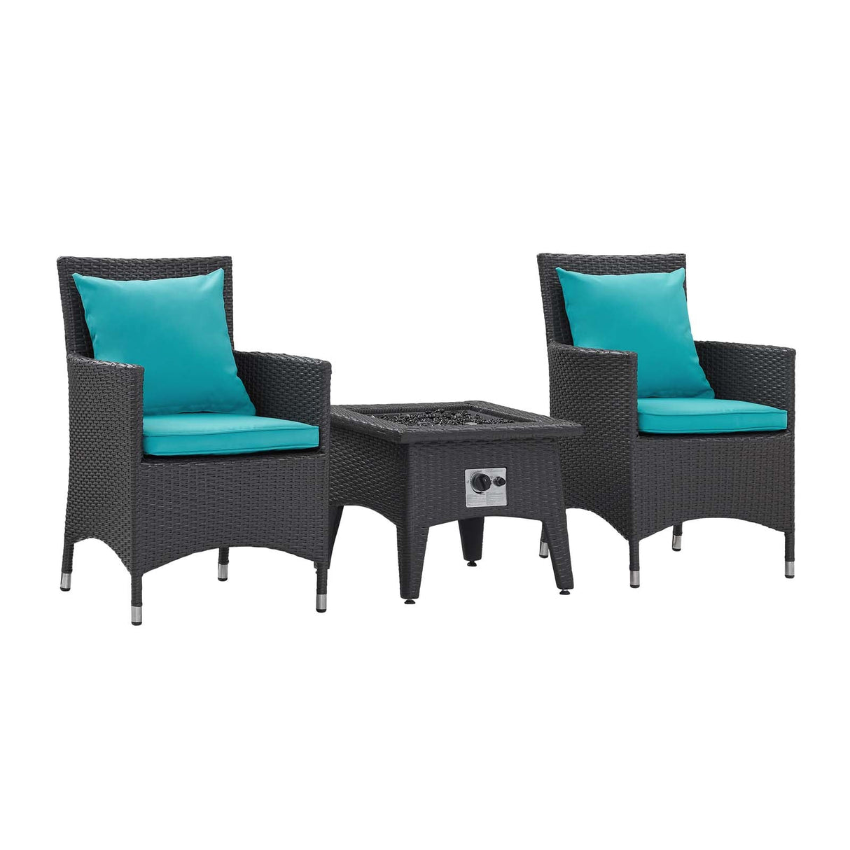 3-Piece Wicker Outdoor Patio Set with Fire Pit for Patio, Deck & Backyard Seating Group