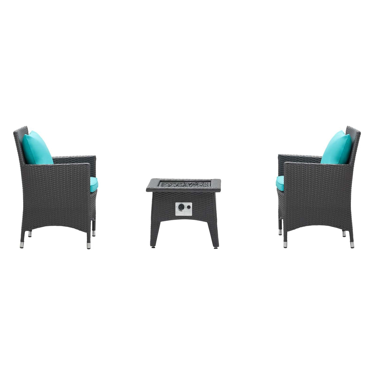 3-Piece Wicker Outdoor Patio Set with Fire Pit for Patio, Deck & Backyard Seating Group