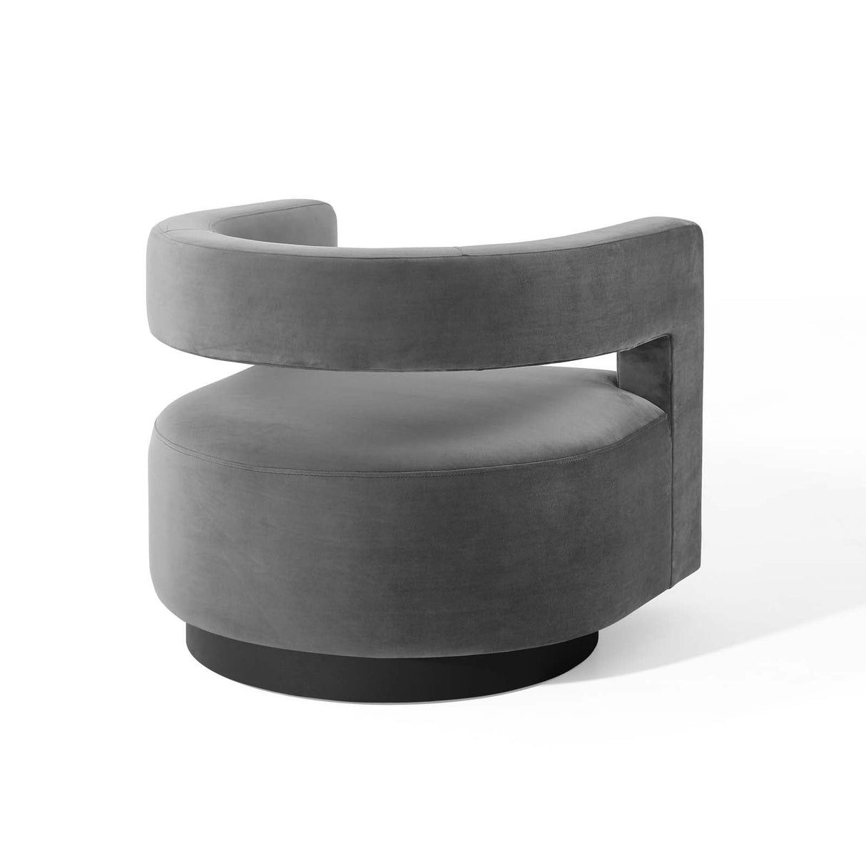 29 Inch Performance Velvet Swivel Armchair with Cutaway Back