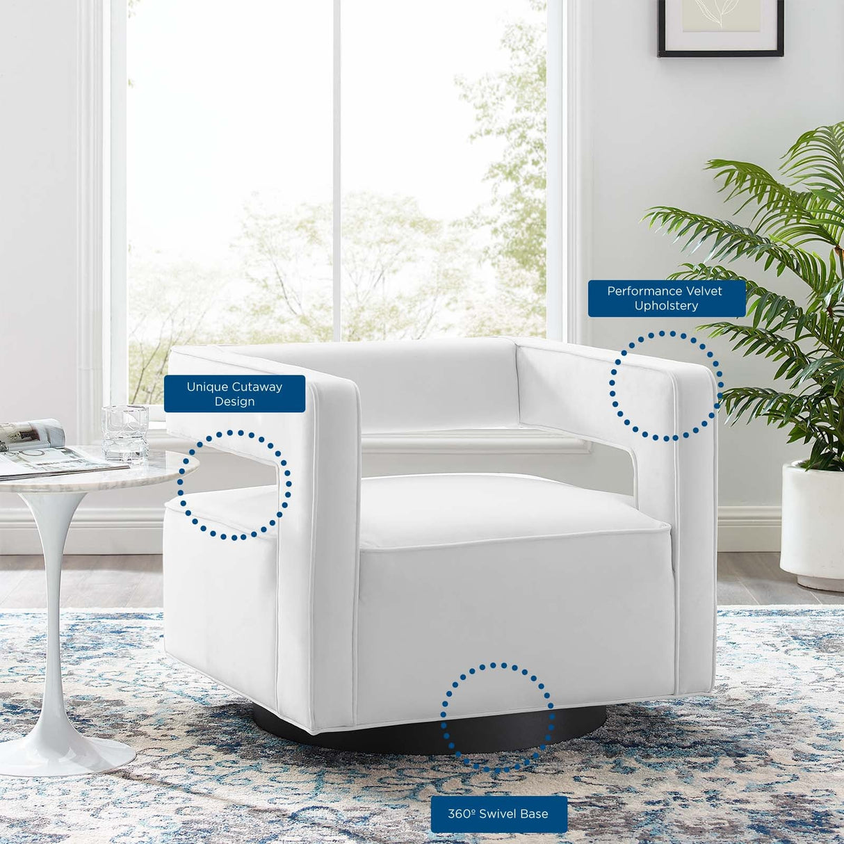 30 Inch Performance Velvet Swivel Armchair