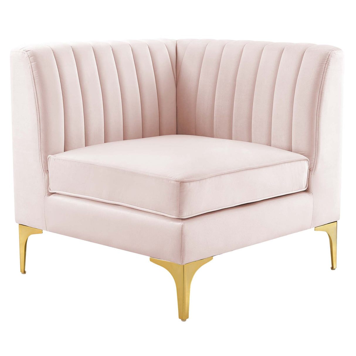 Channel Tufted Performance Velvet Sectional Sofa Corner Chair 32 Inch