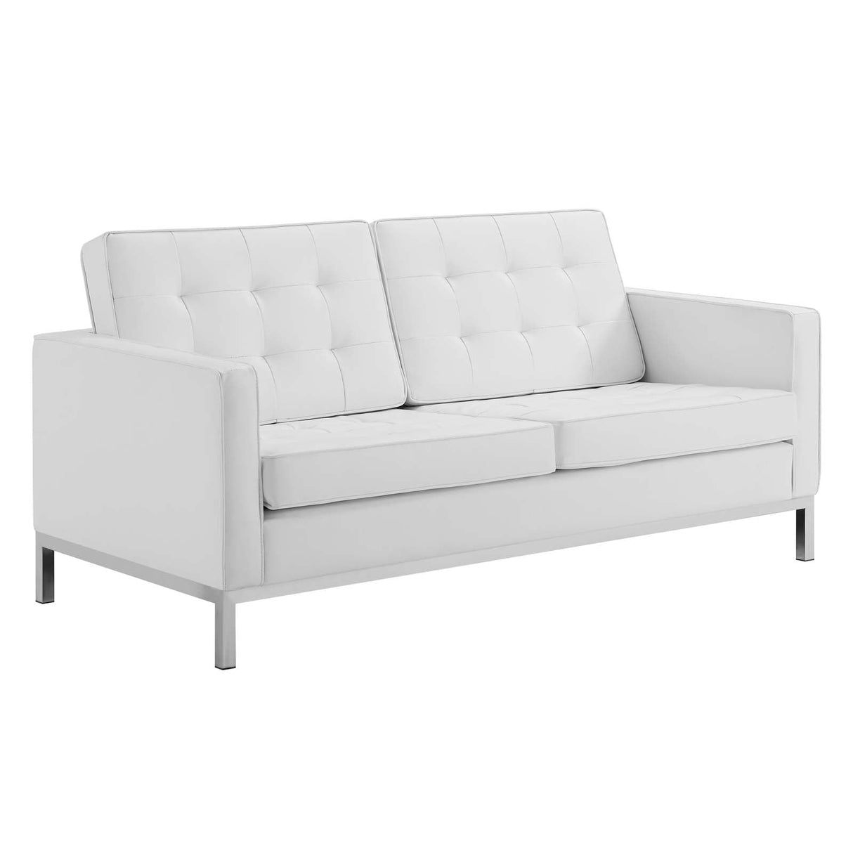 3 Piece 95" Tufted Upholstered Faux Leather Set