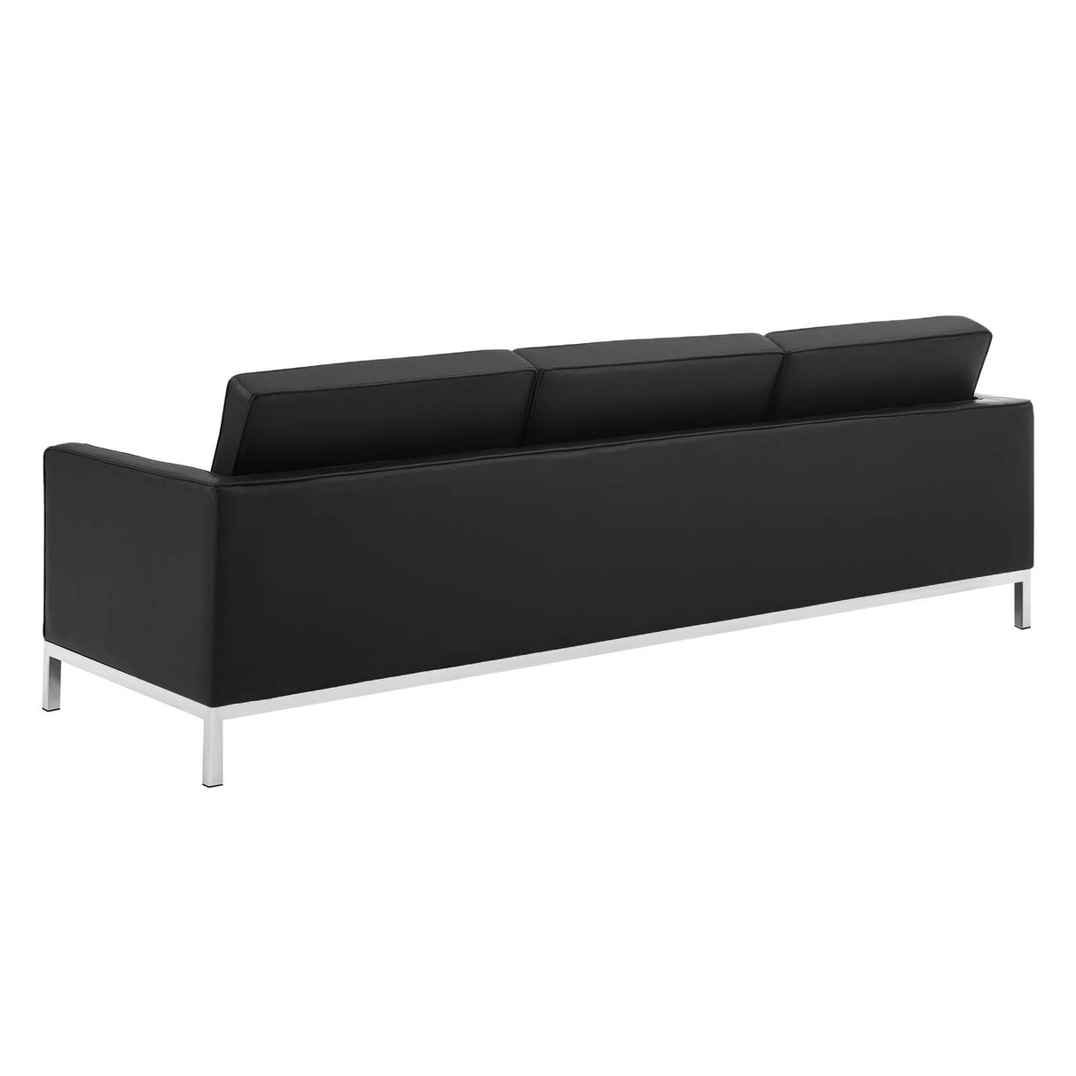 2 Piece 123" Tufted Upholstered Faux Leather Sofa and Armchair Set