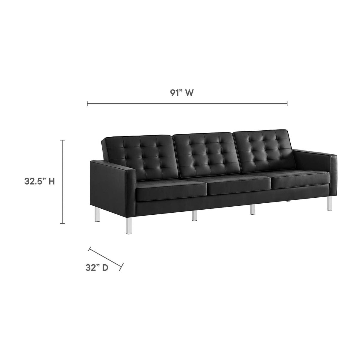3 Piece 123" Tufted Vegan Leather Furniture Set