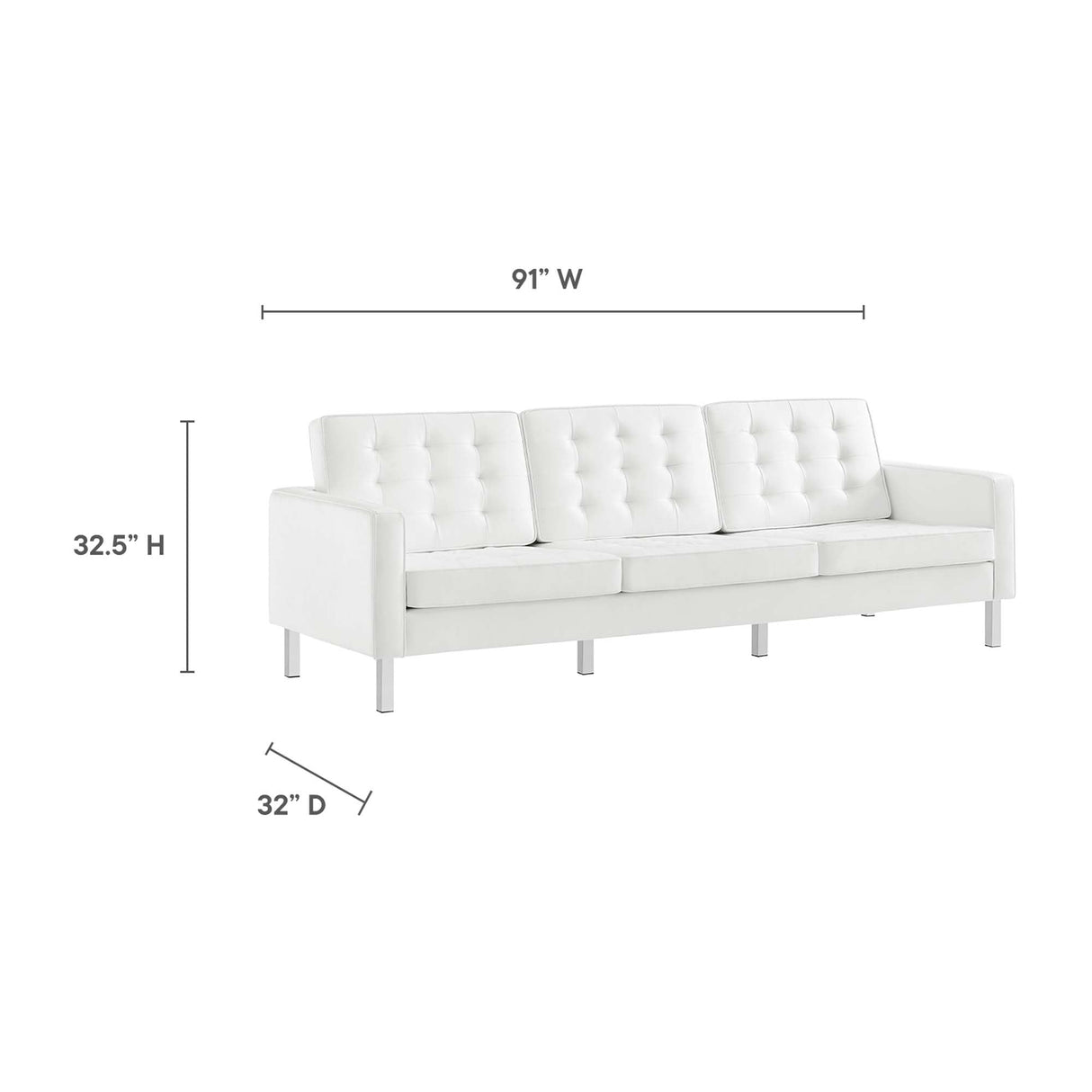 3 Piece 123" Tufted Vegan Leather Furniture Set