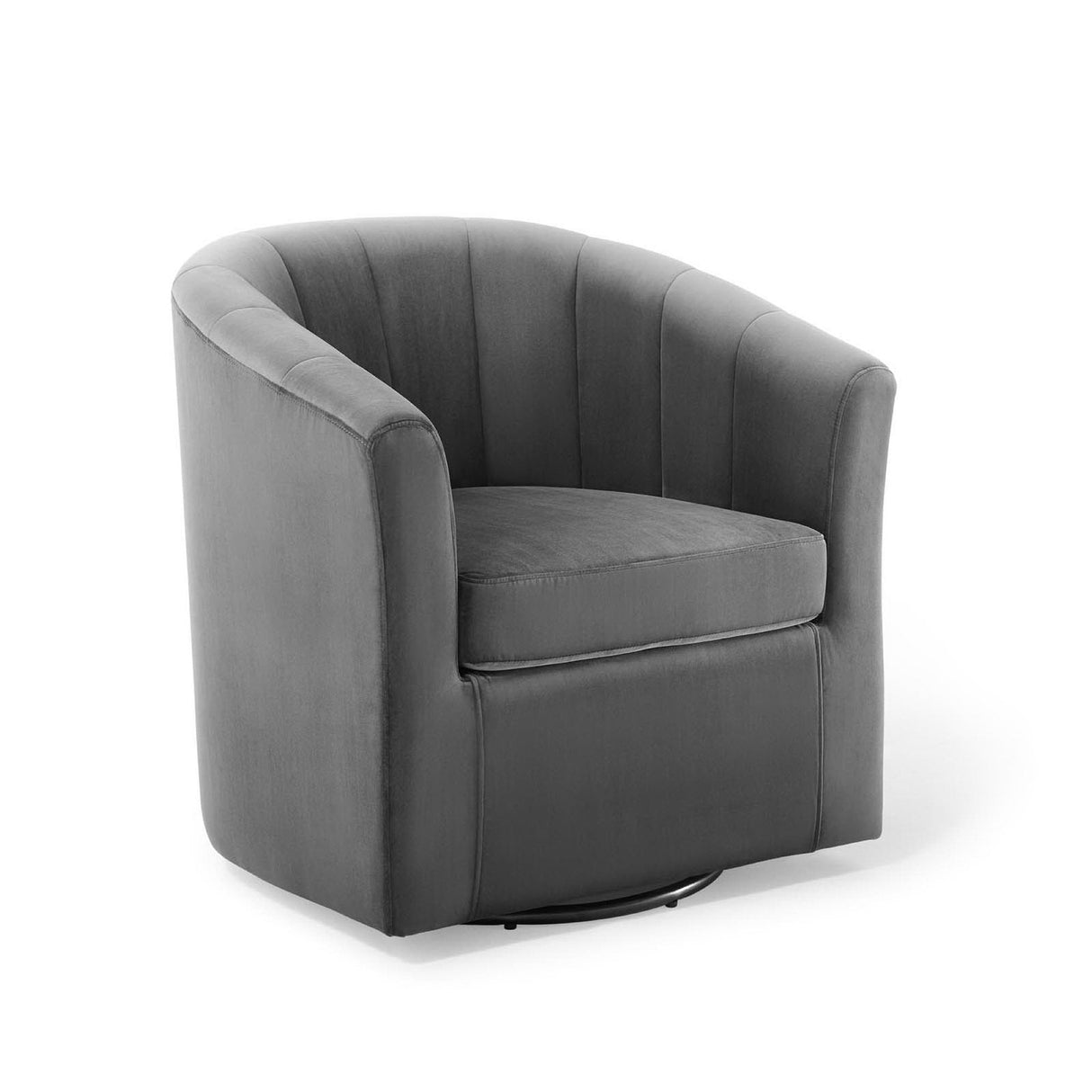 30 Inch Performance Velvet Swivel Barrel Armchair with Channel Tufting