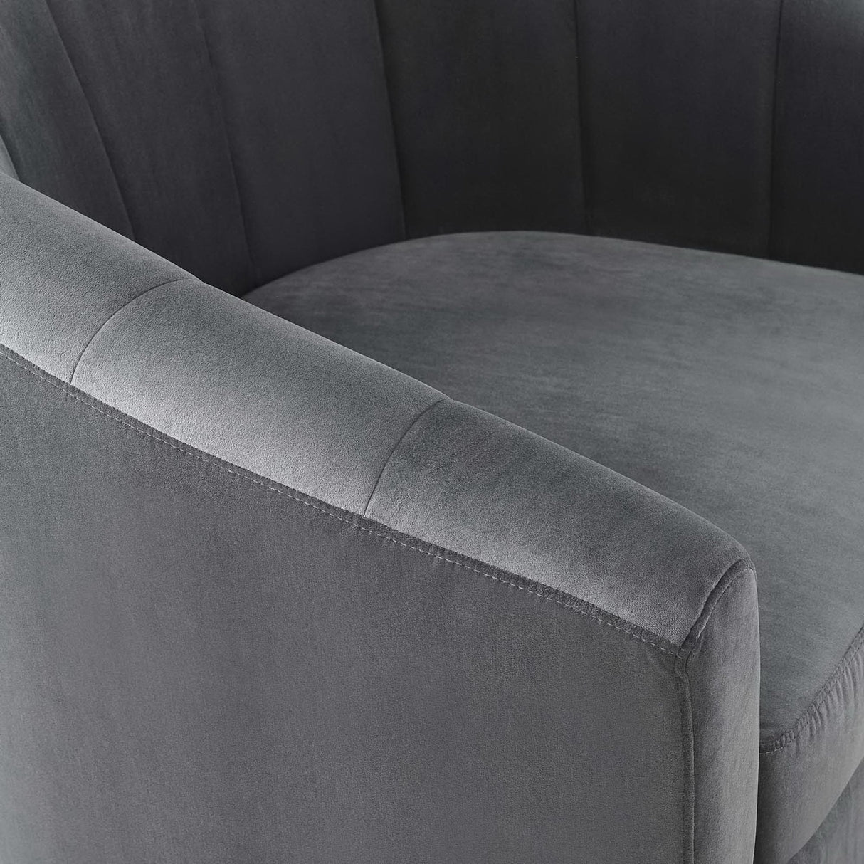 30 Inch Performance Velvet Swivel Barrel Armchair with Channel Tufting