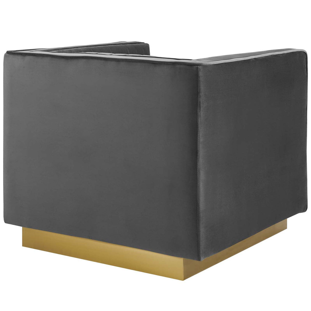 35 Inch Vertical Channel Tufted Performance Velvet Accent Armchair with Gold Base - Set of 2