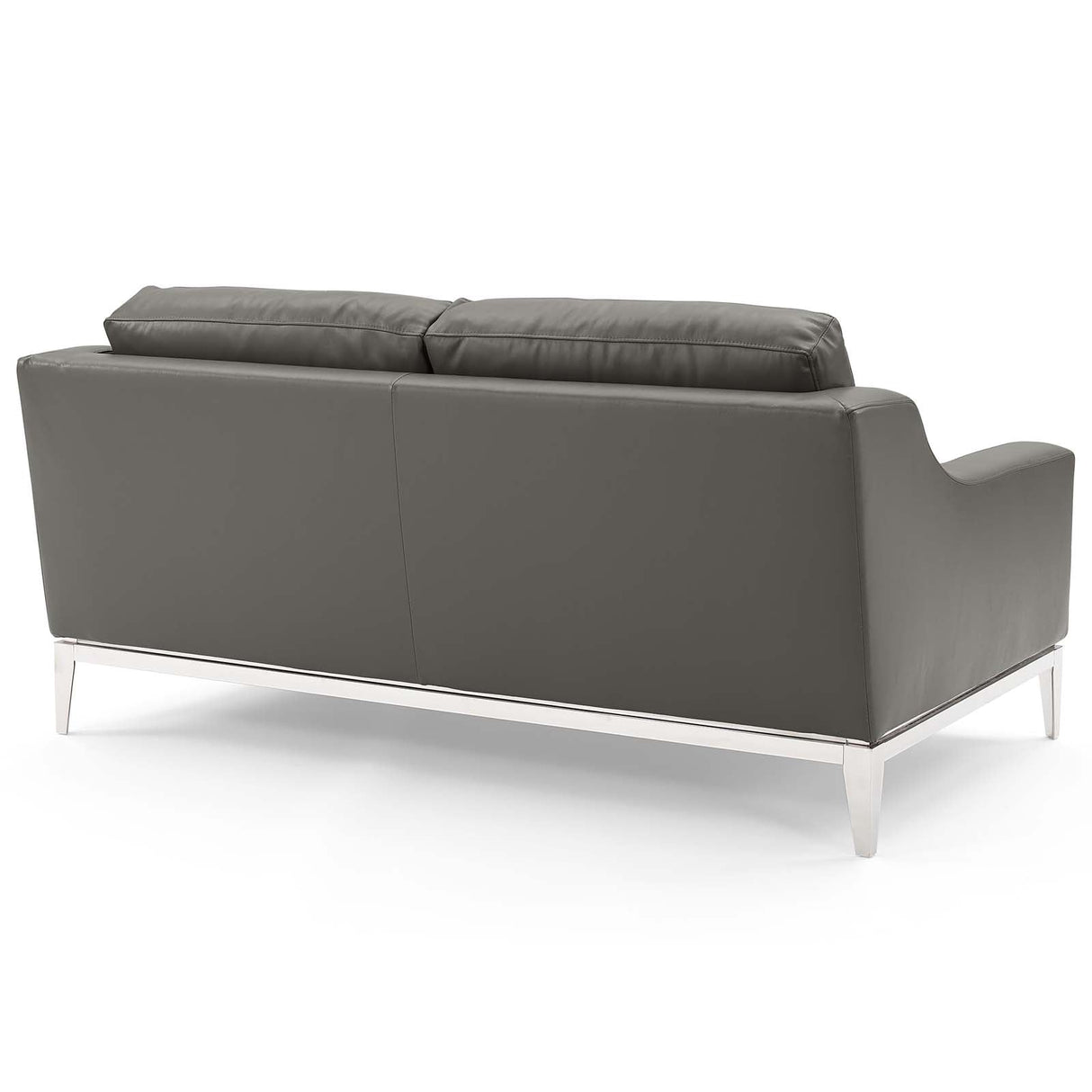 2 Piece 123" Stainless Steel Base Leather Sofa and Loveseat Set