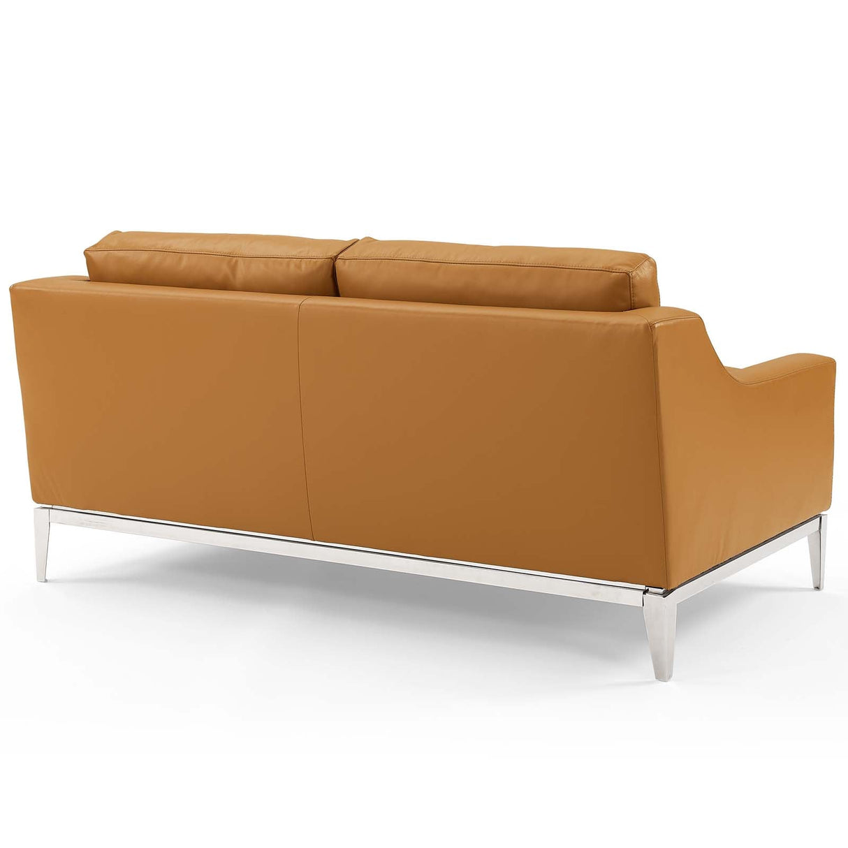 2 Piece 123" Stainless Steel Base Leather Sofa and Loveseat Set
