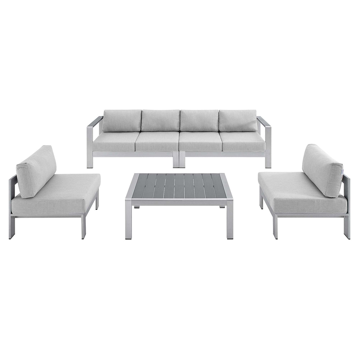 5-Piece Aluminum Outdoor Sectional Sofa Set with Sunbrella Fabric, Weather-Resistant