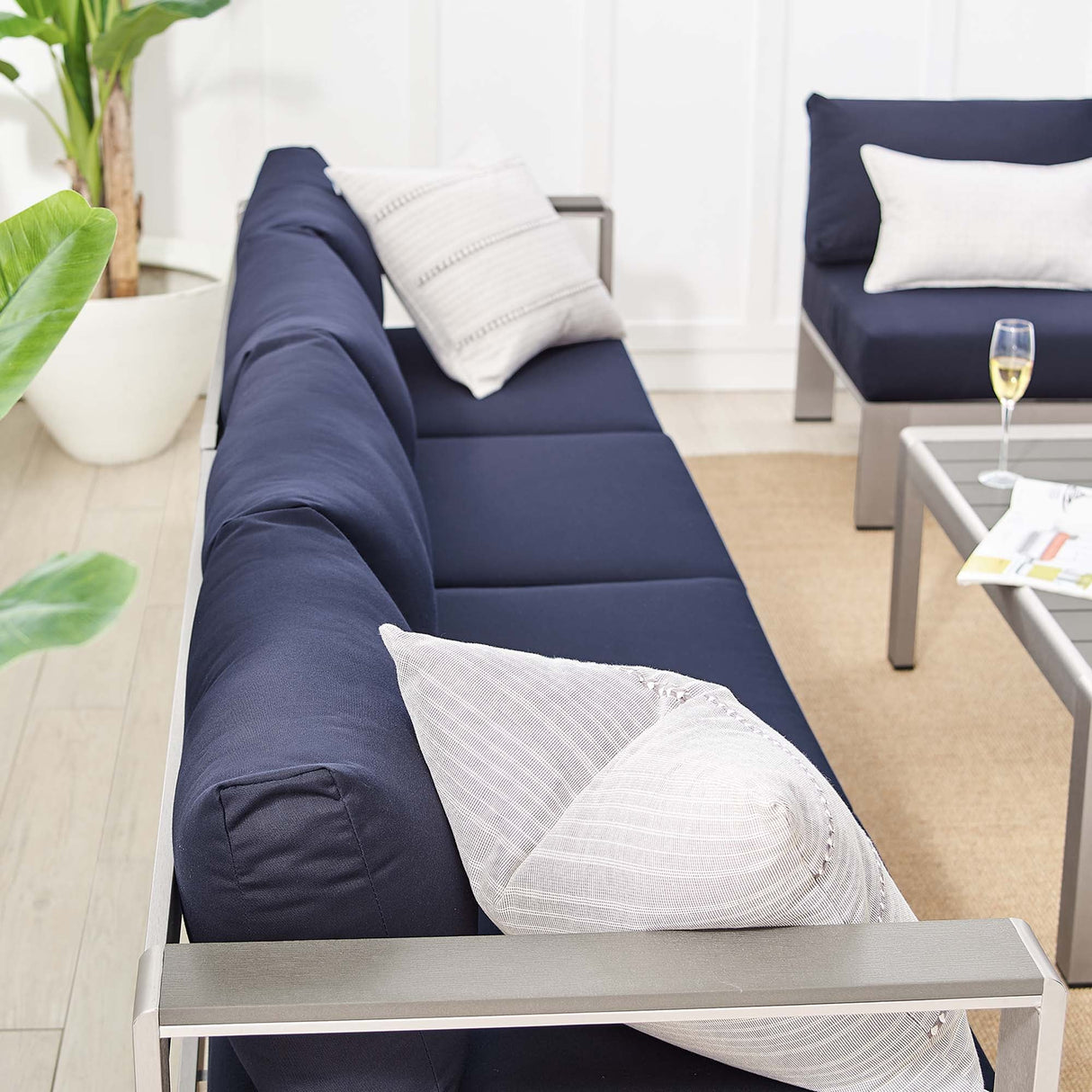 5-Piece Aluminum Outdoor Sectional Sofa Set with Sunbrella Fabric, Weather-Resistant