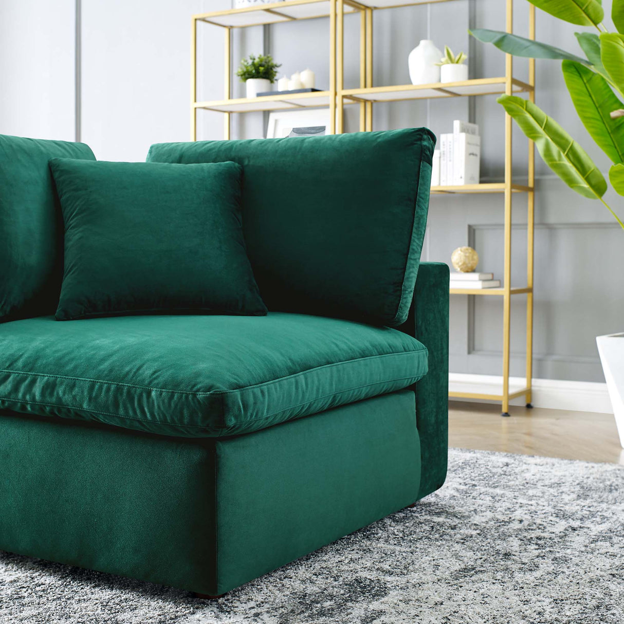 Down Filled Overstuffed Performance Velvet Corner Chair - 40 Inch