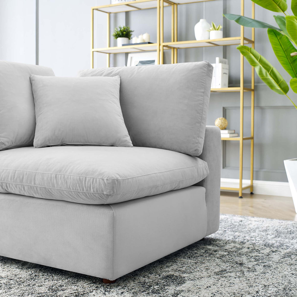 Down Filled Overstuffed Performance Velvet Corner Chair - 40 Inch
