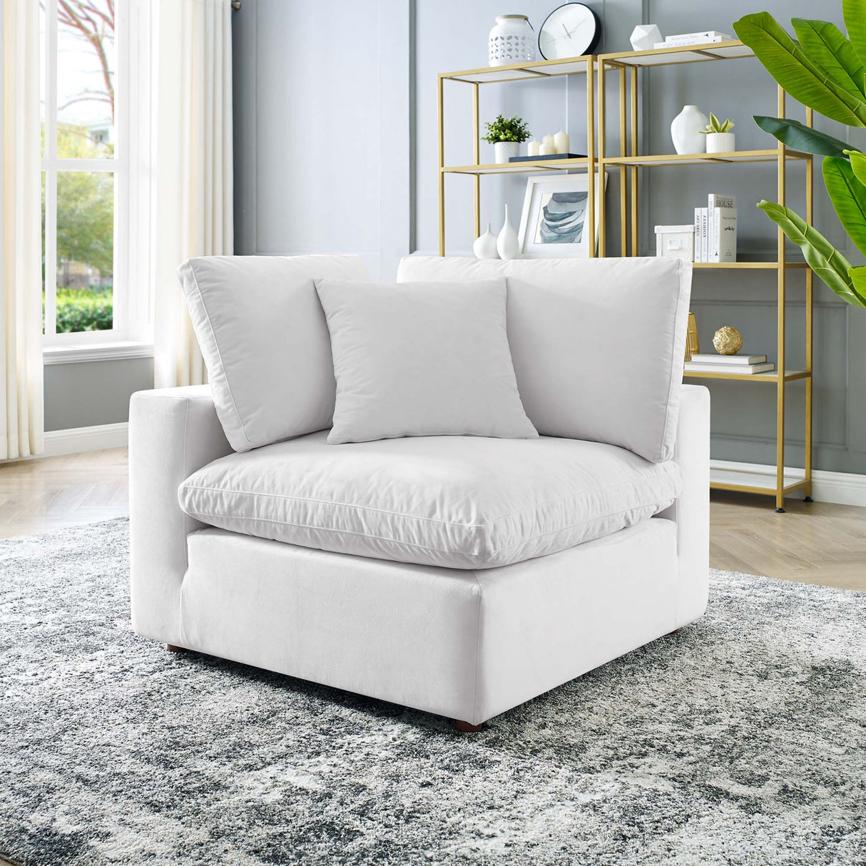 Down Filled Overstuffed Performance Velvet Corner Chair - 40 Inch