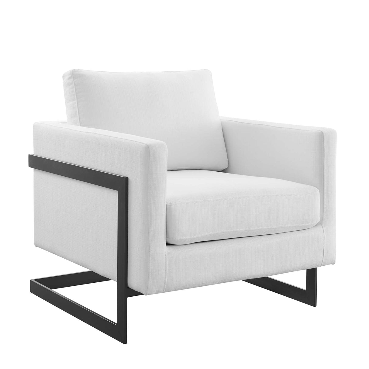 34 Inch Fabric Upholstered Sled Base Accent Chair