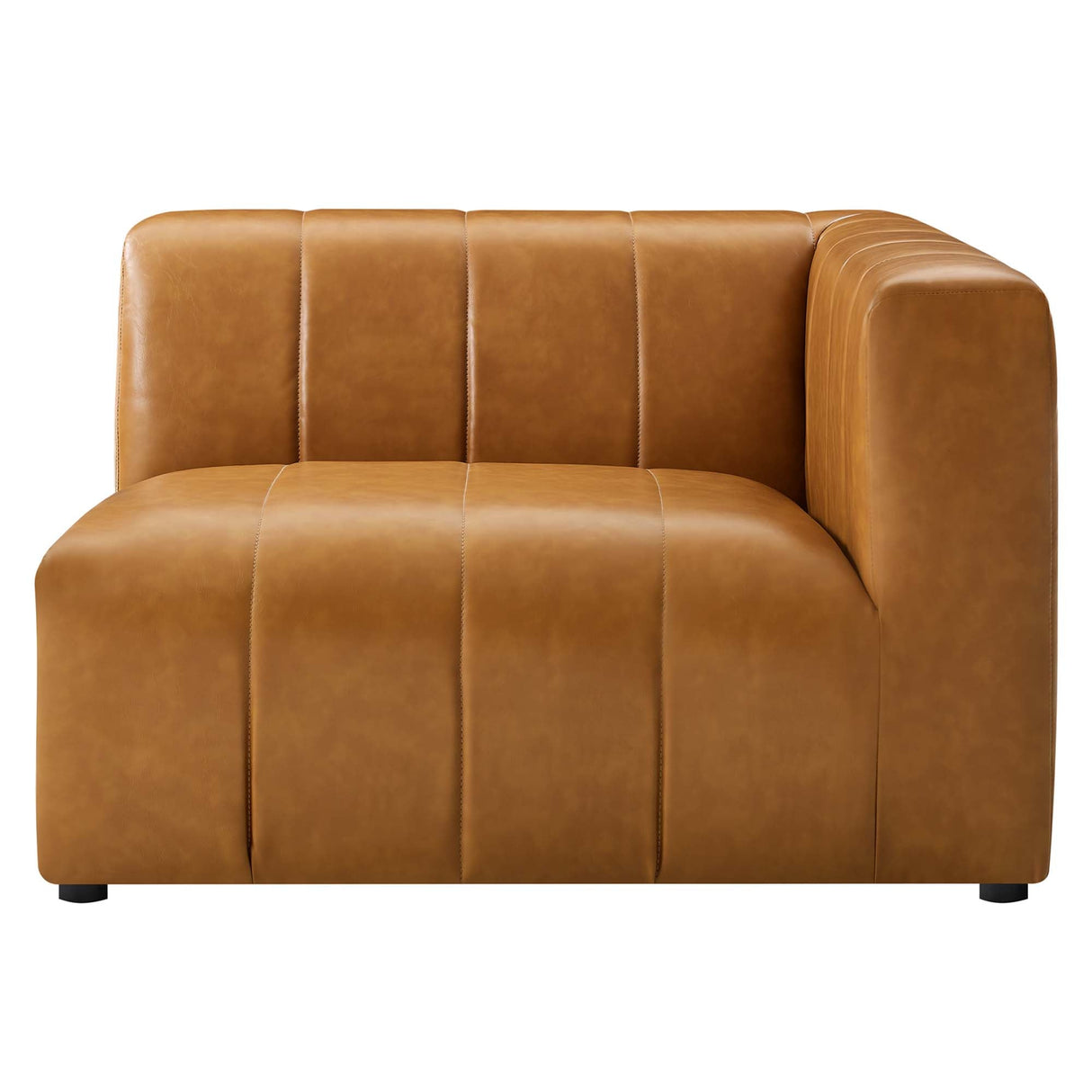 Vegan Leather Right-Arm Chair in Tan - 44 Inch