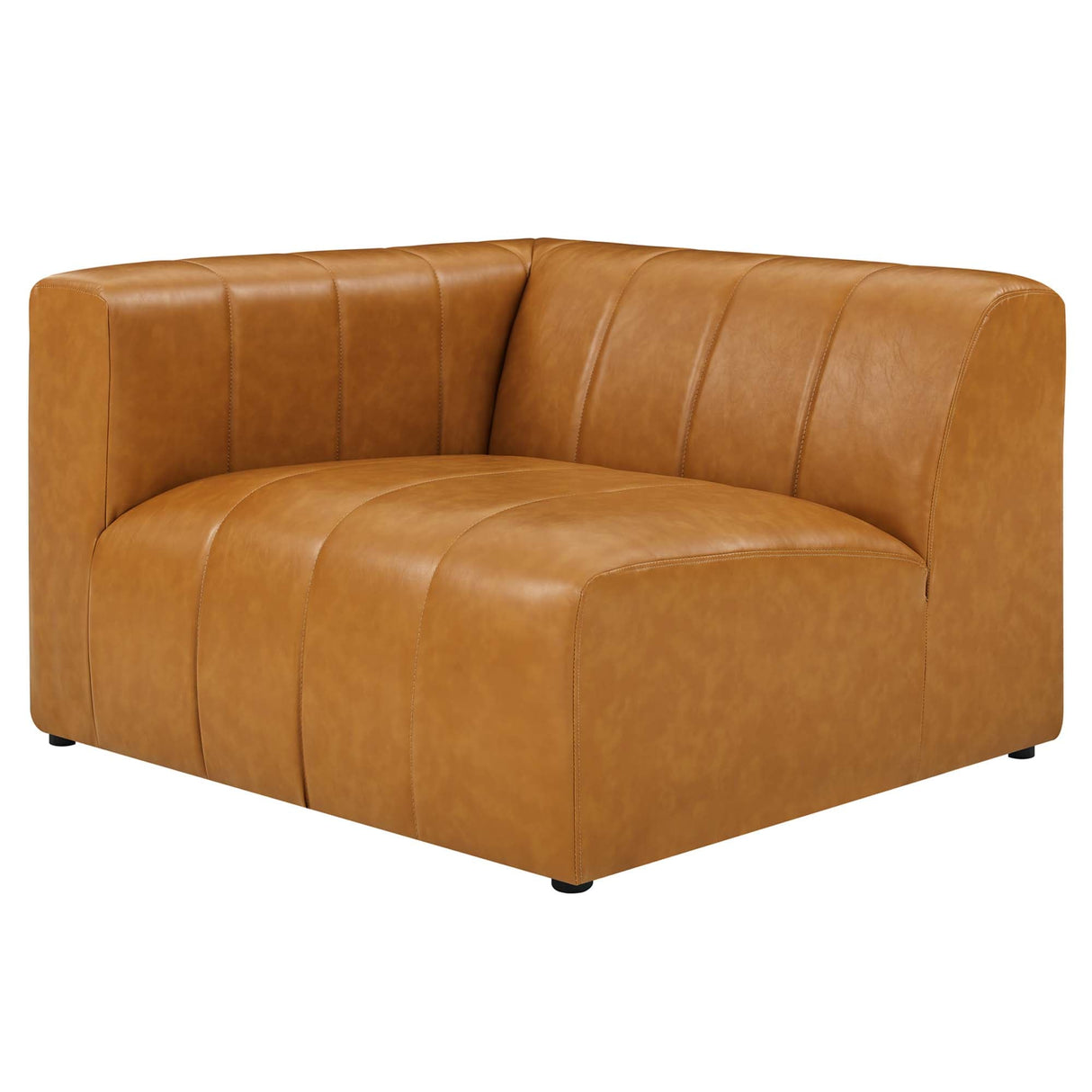 Vegan Leather Left-Arm Chair in Tan - 44 Inch
