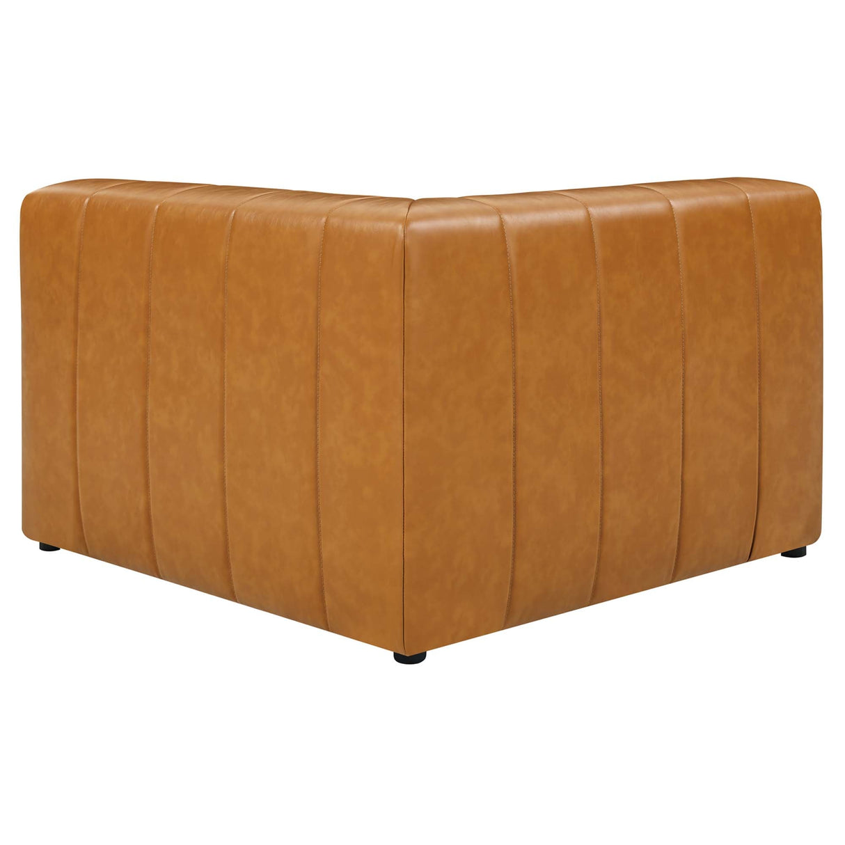Vegan Leather Left-Arm Chair in Tan - 44 Inch