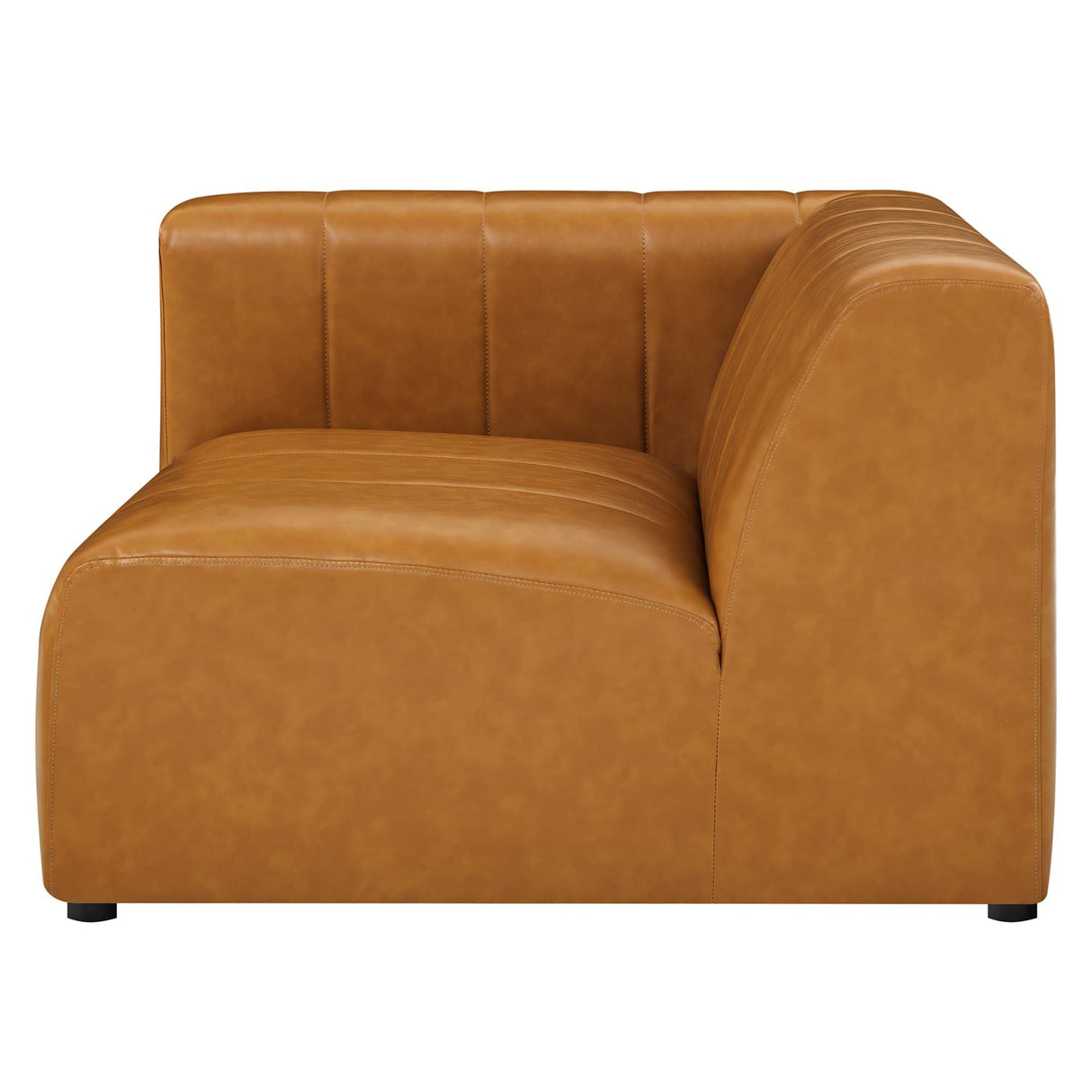 Vegan Leather Left-Arm Chair in Tan - 44 Inch