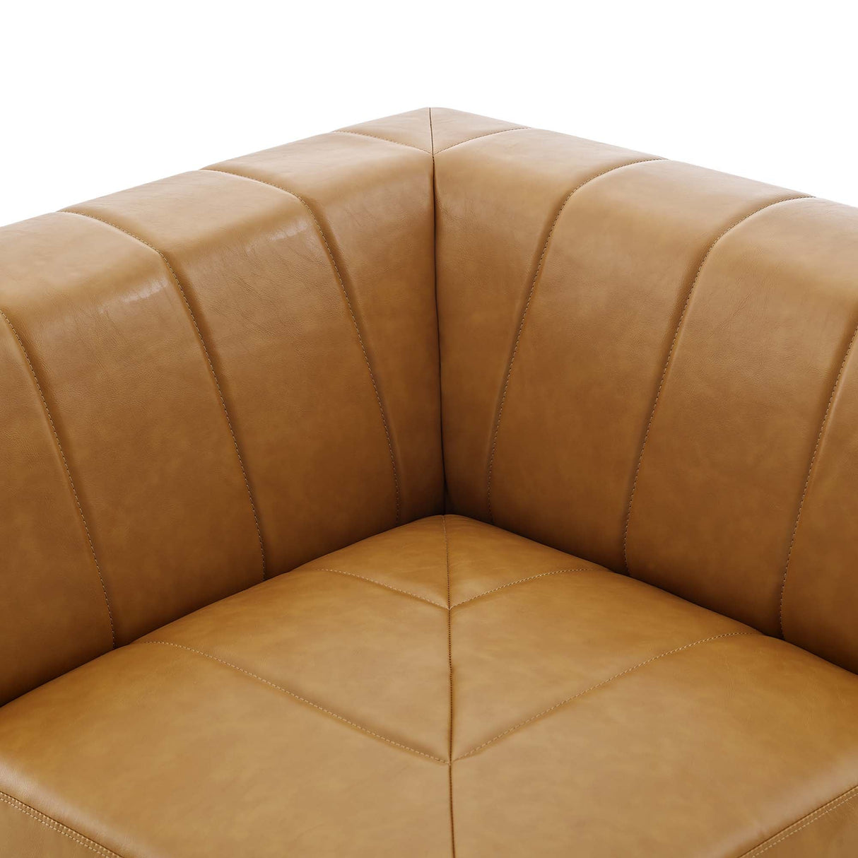 Vegan Leather Corner Chair in Tan - 42 Inch