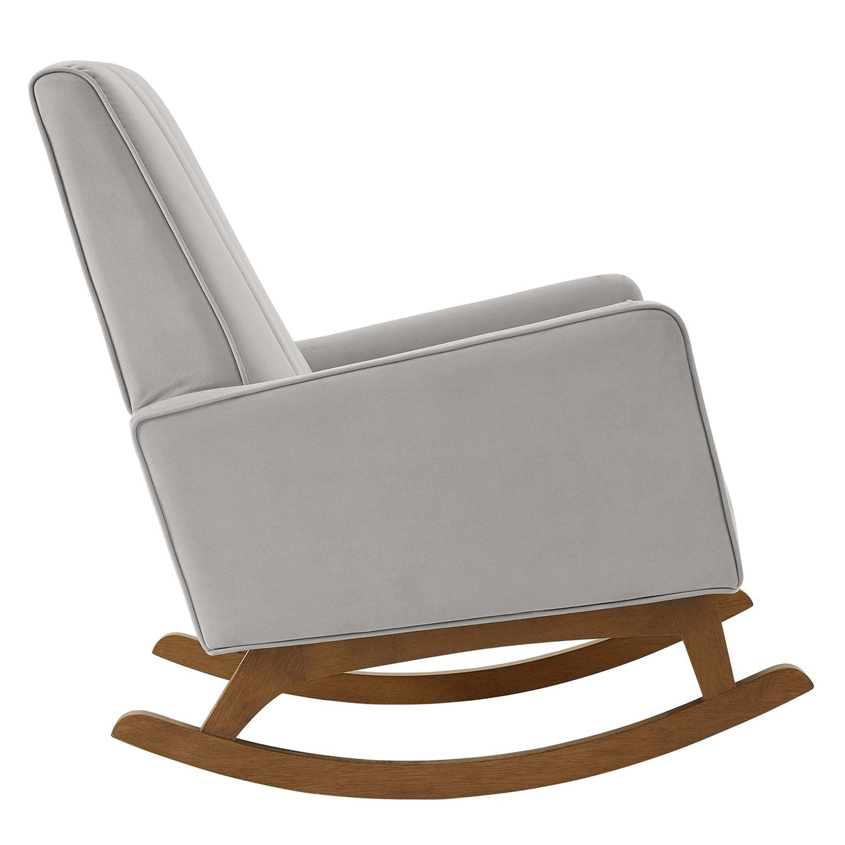 28 Inch Channel Tufted Performance Velvet Rocking Chair in Light Gray