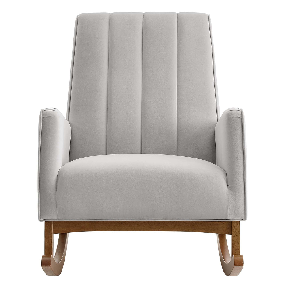28 Inch Channel Tufted Performance Velvet Rocking Chair in Light Gray