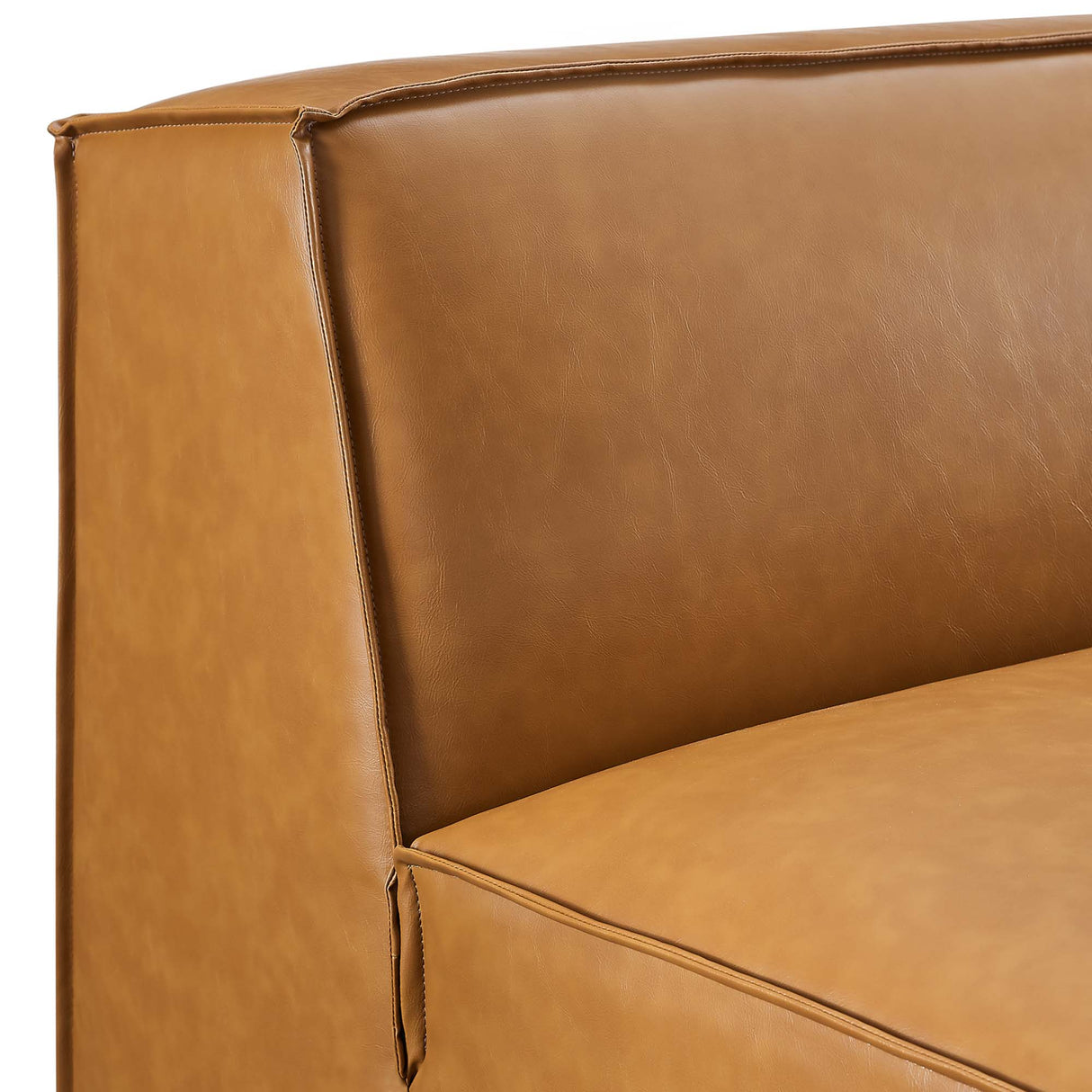 Vegan Leather Sectional Sofa Armless Chair in Tan - 35 Inch