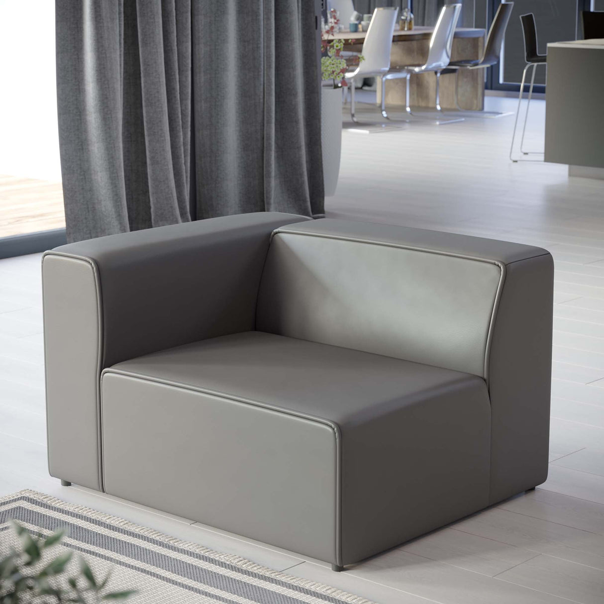 Vegan Leather Left-Arm Sectional Sofa Chair 44 Inch