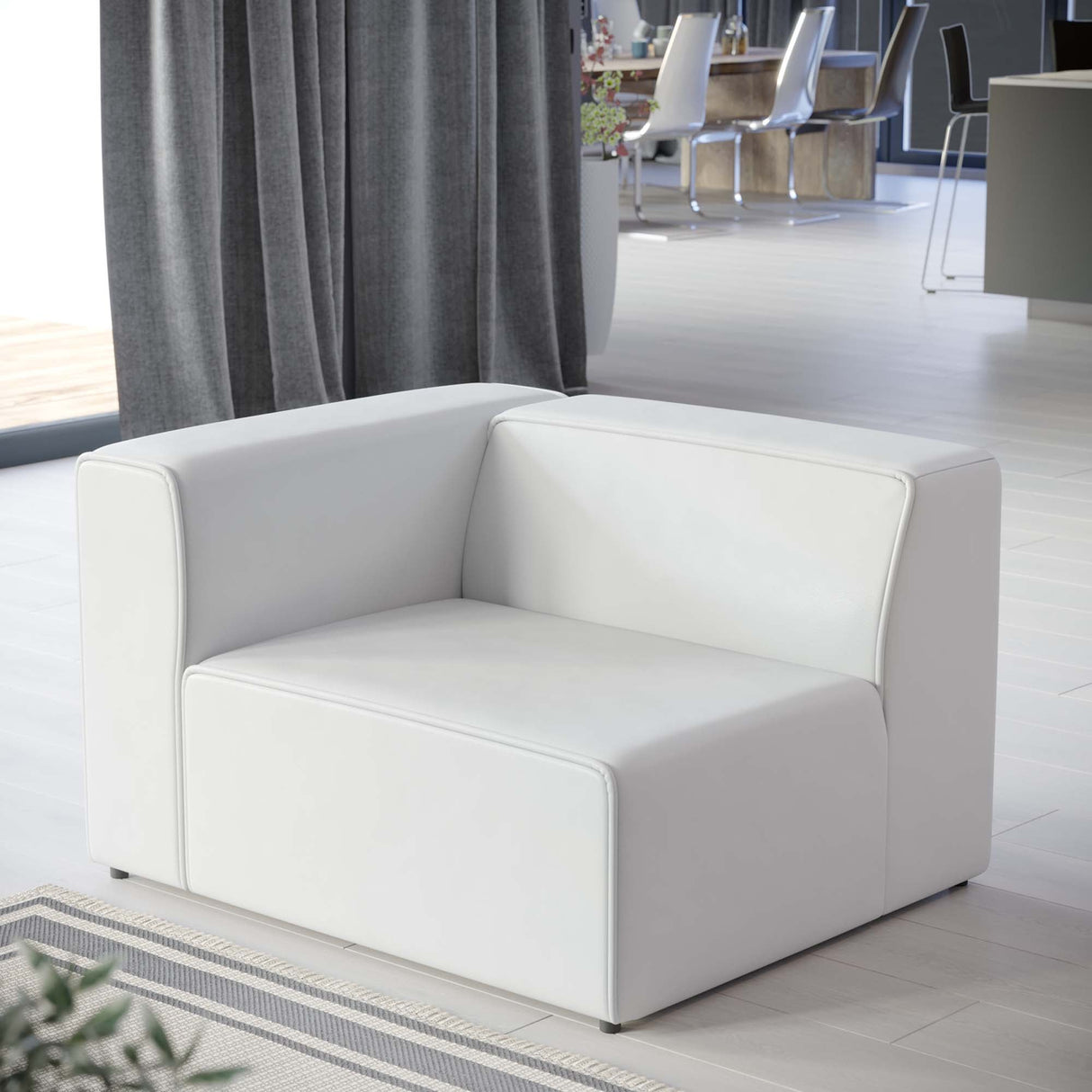 Vegan Leather Left-Arm Sectional Sofa Chair 44 Inch