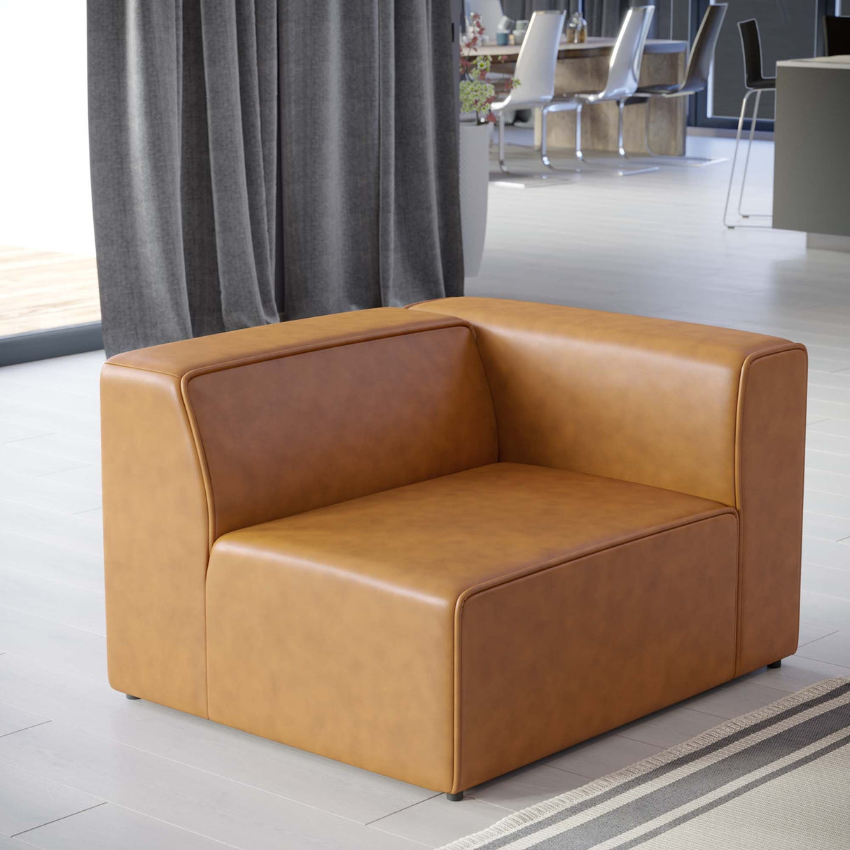Vegan Leather Right-Arm Sectional Sofa Chair 44 Inch