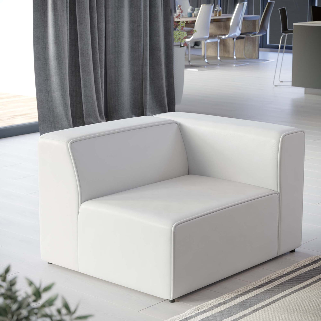 Vegan Leather Right-Arm Sectional Sofa Chair 44 Inch