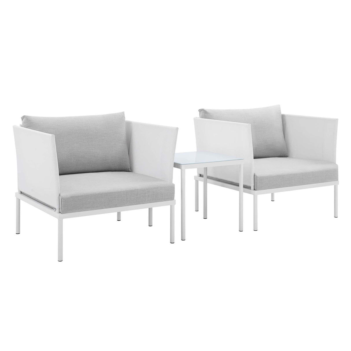 3-Piece Aluminum Outdoor Patio Seating Set with Sunbrella Cushions and Weatherproof Frame