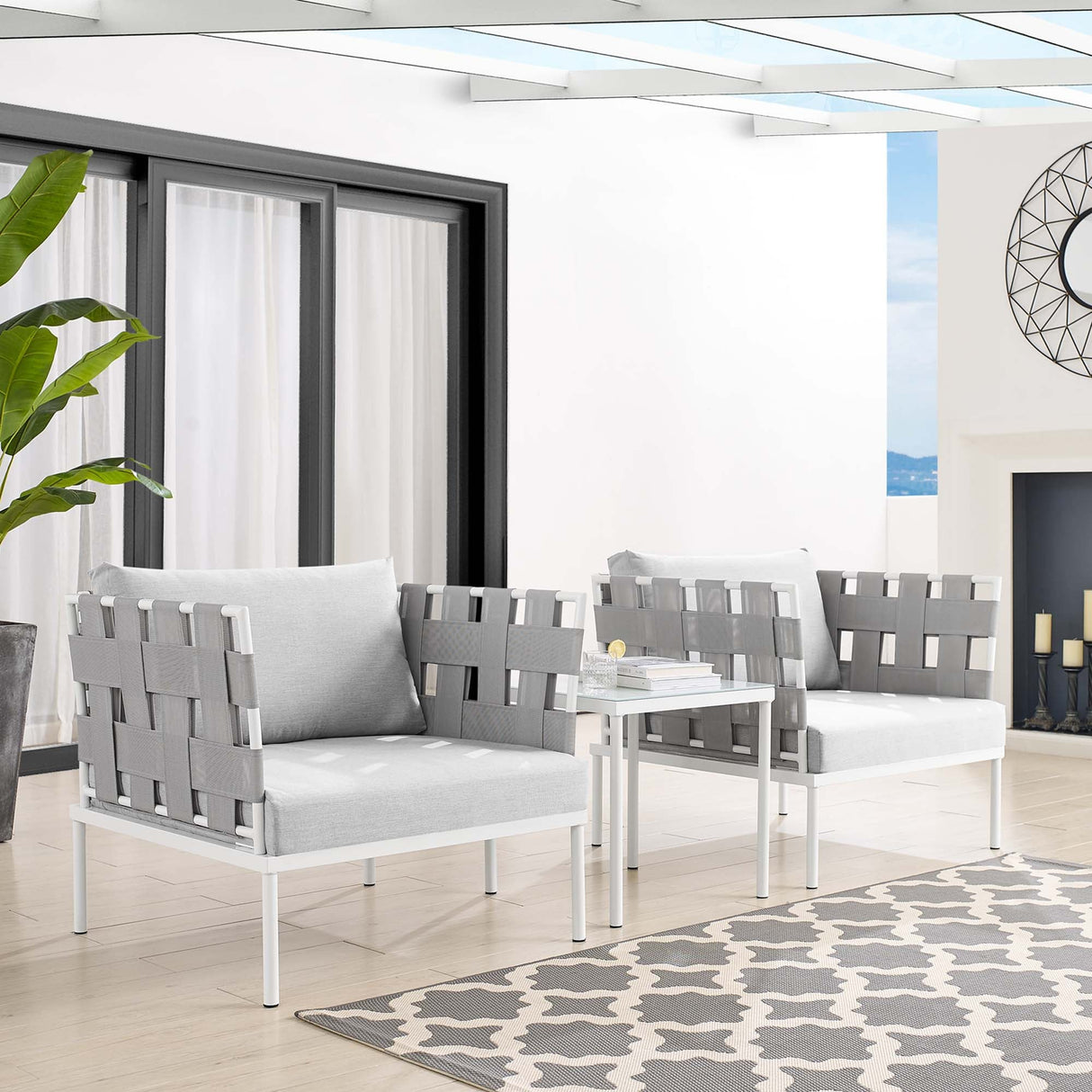 3-Piece Aluminum Outdoor Patio Seating Set with Cushions, Durable Weather-Resistant Design