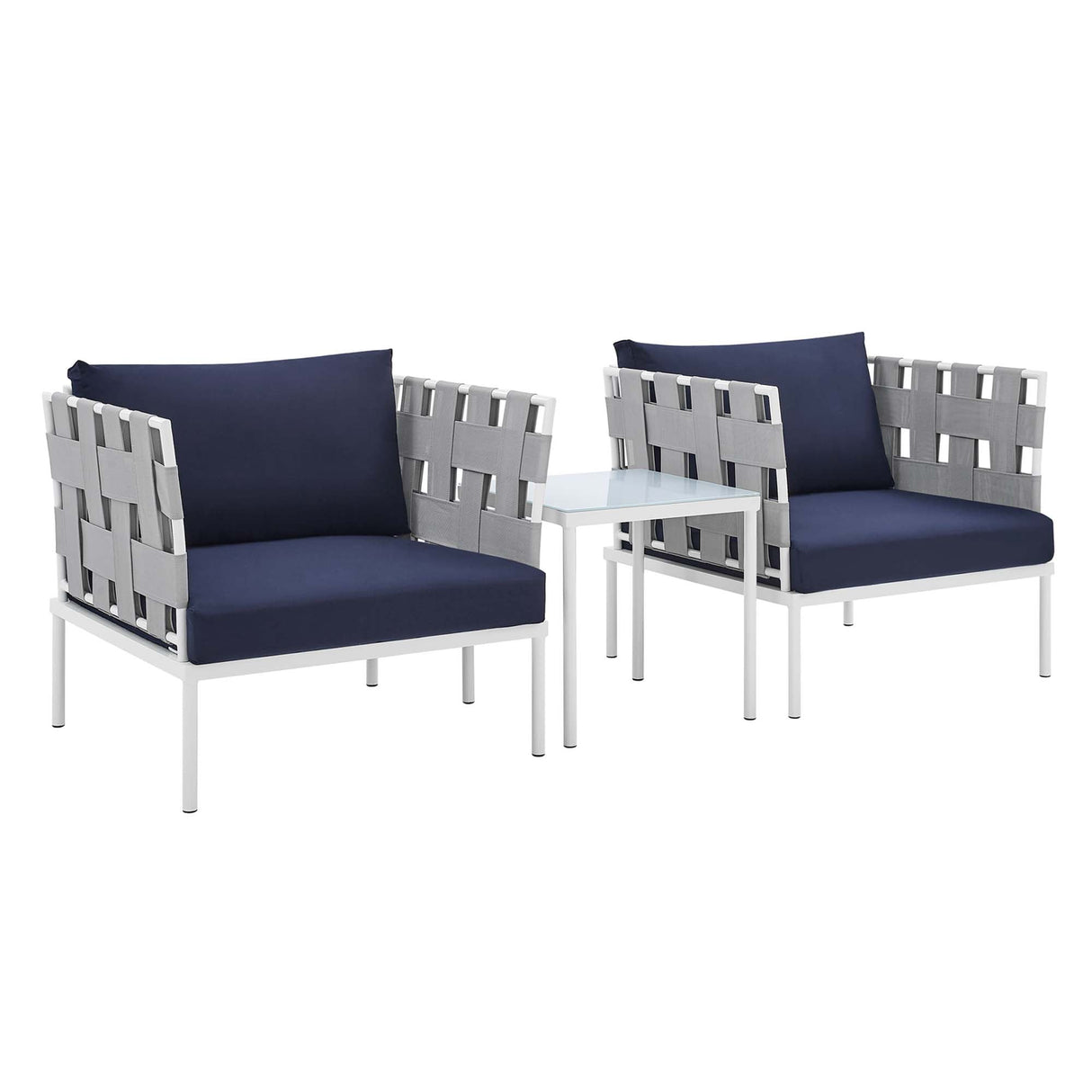 3-Piece Aluminum Outdoor Patio Seating Set with Cushions, Durable Weather-Resistant Design