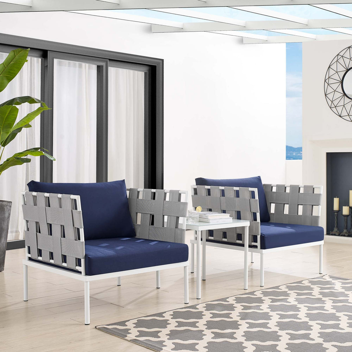 3-Piece Aluminum Outdoor Patio Seating Set with Cushions, Durable Weather-Resistant Design