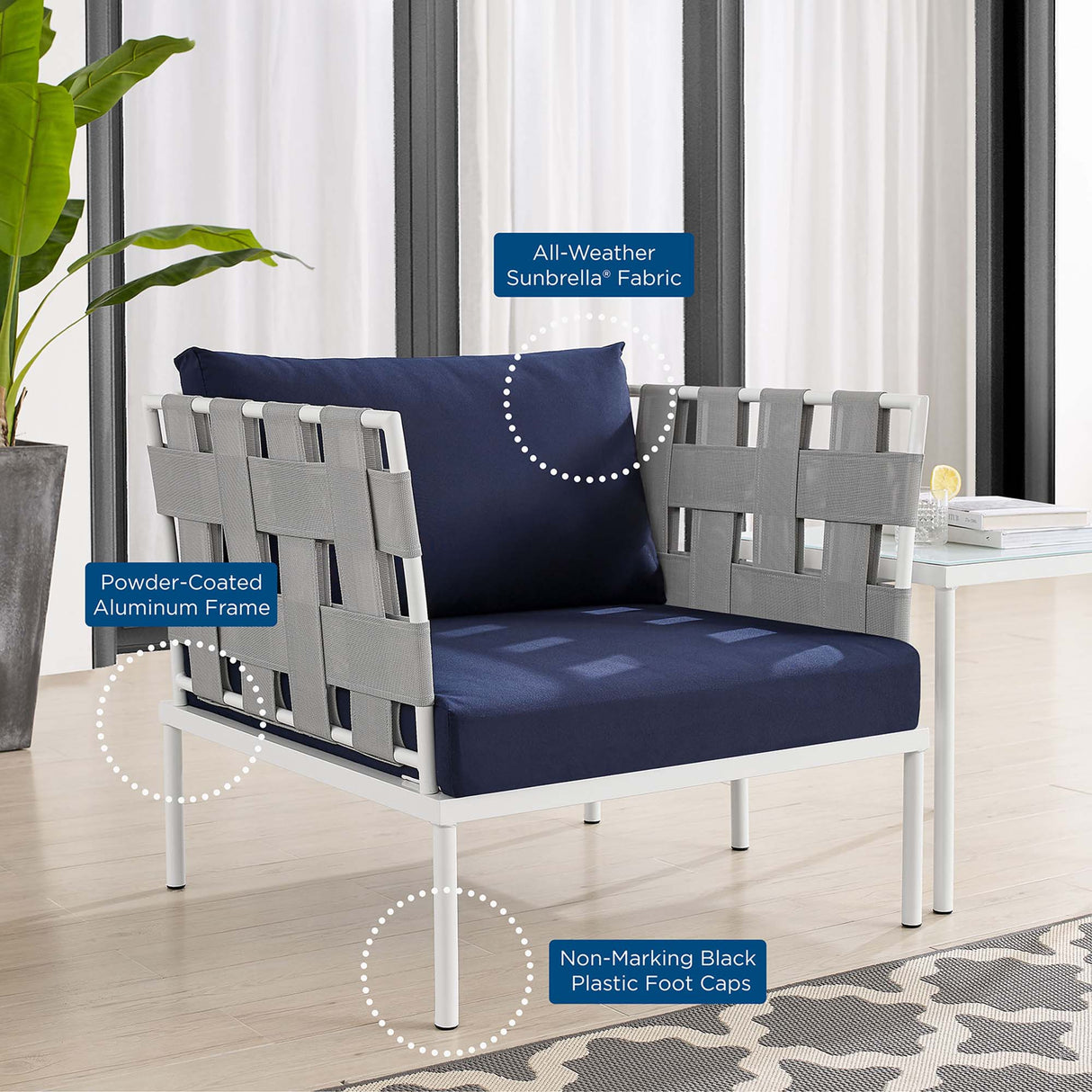 3-Piece Aluminum Outdoor Patio Seating Set with Cushions, Durable Weather-Resistant Design