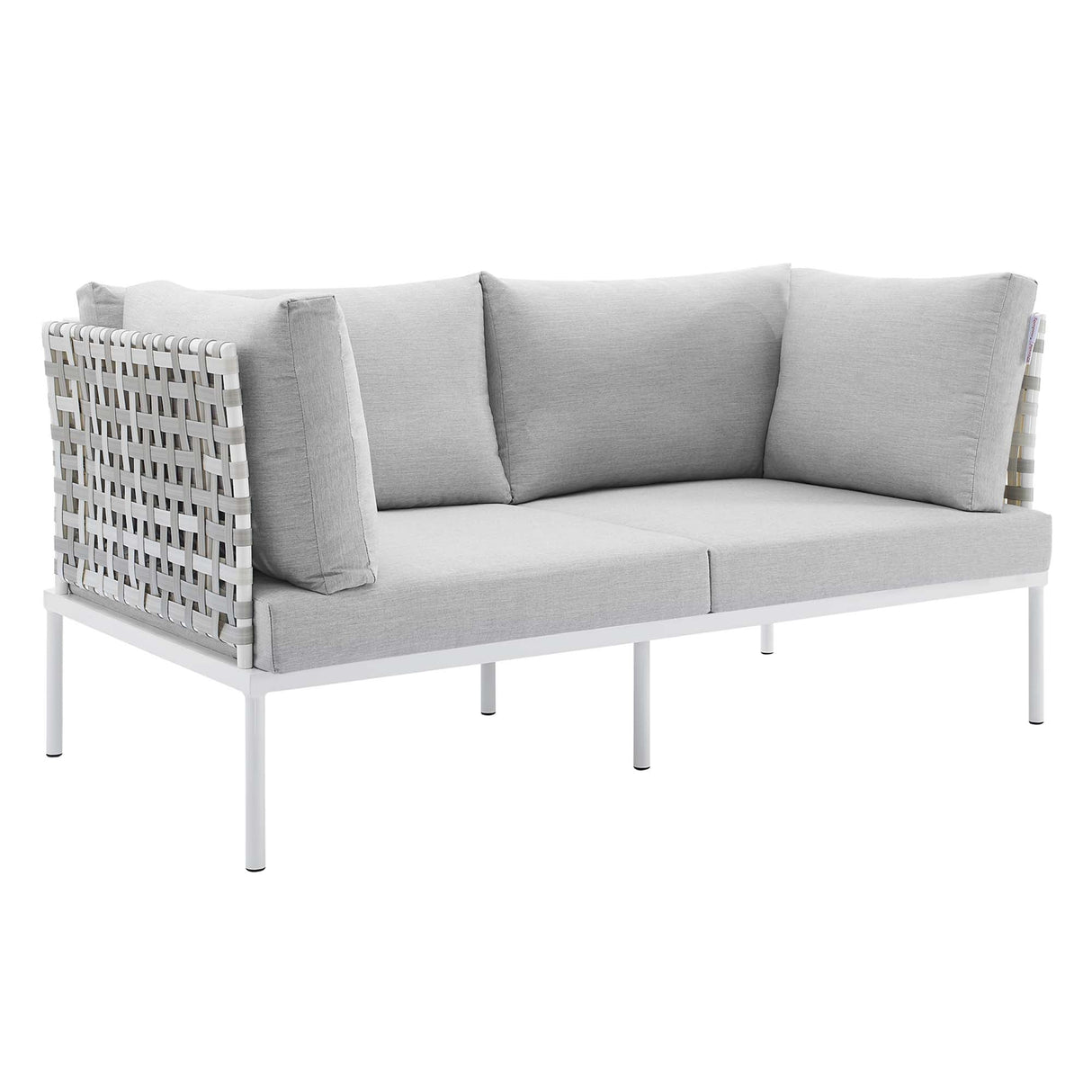 5-Piece Basket Weave Aluminum Outdoor Patio Seating Set for Garden and Backyard