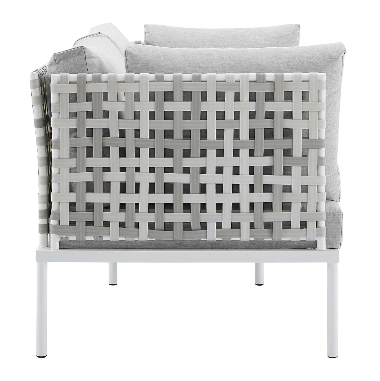 5-Piece Basket Weave Aluminum Outdoor Patio Seating Set for Garden and Backyard