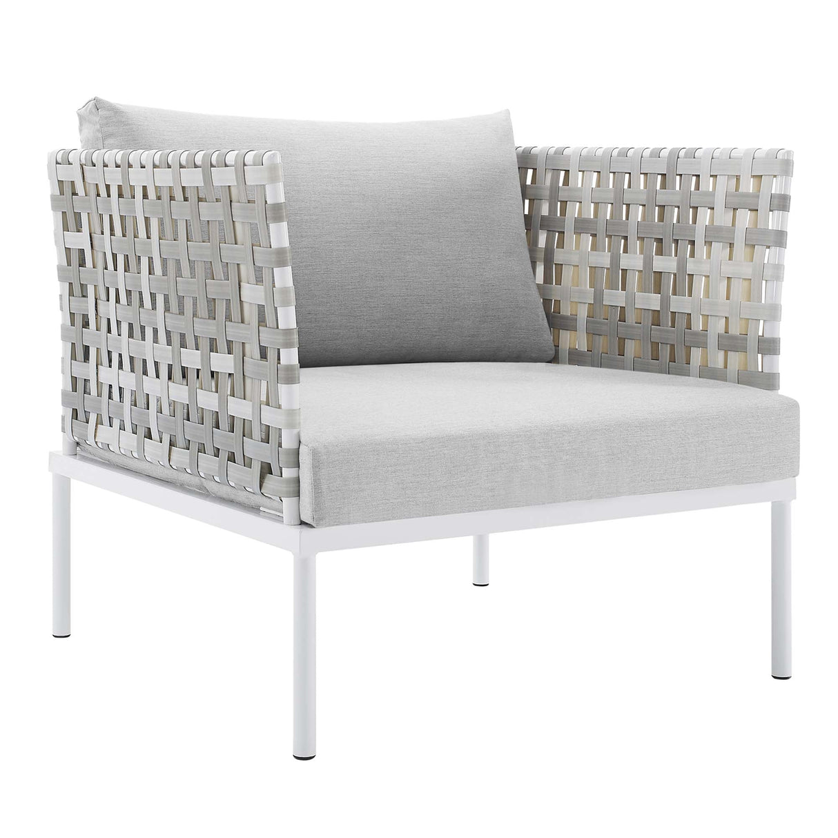 5-Piece Basket Weave Aluminum Outdoor Patio Seating Set for Garden and Backyard