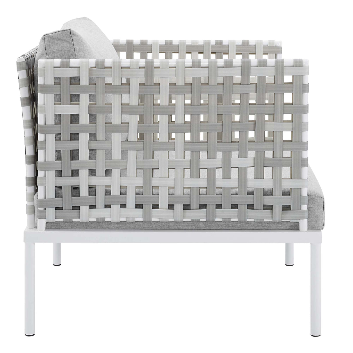 5-Piece Basket Weave Aluminum Outdoor Patio Seating Set for Garden and Backyard