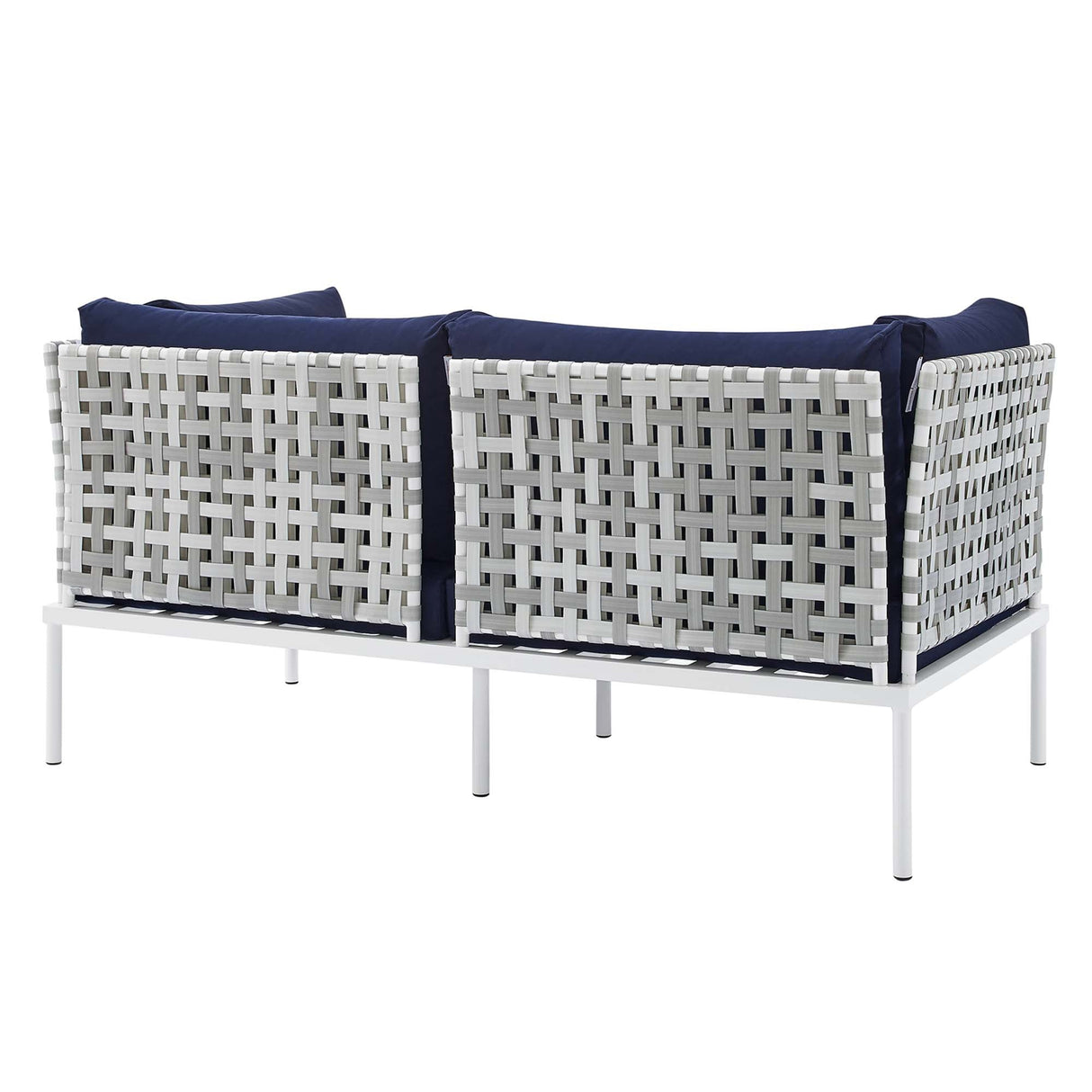 5-Piece Basket Weave Aluminum Outdoor Patio Seating Set for Garden and Backyard