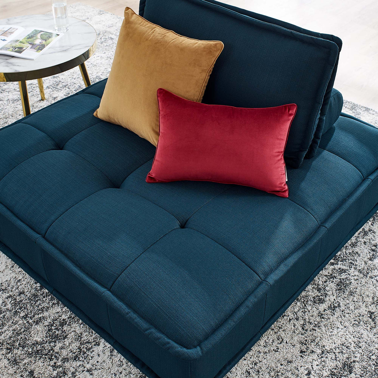47 Inch Polyester Fabric Tufted Armless Chair